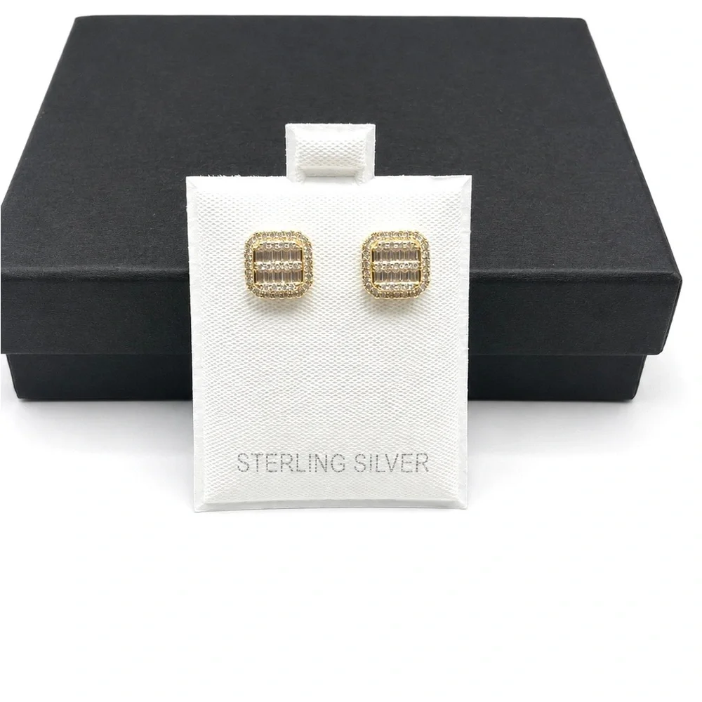 925 Sterling Silver  0.40CTW MOISSANITE Pave Square Stud Earrings